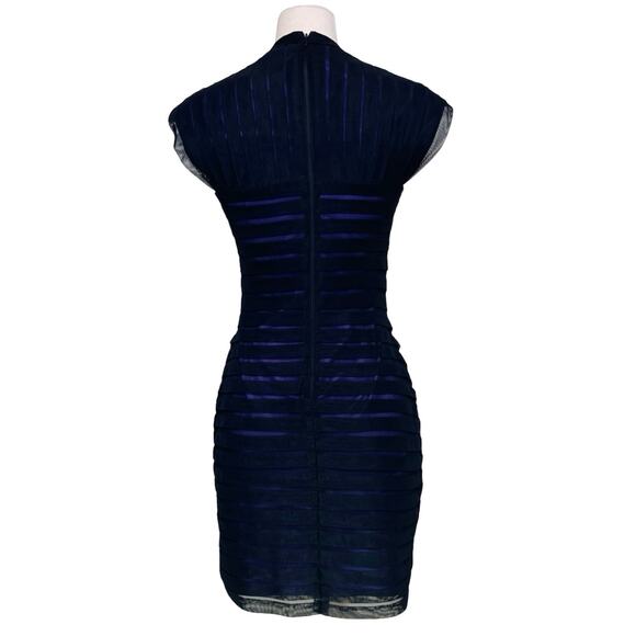 Adrianna Papell Black Purple Sheer Illusion Stripe Cocktail Dress Size 8 - Picture 3 of 7